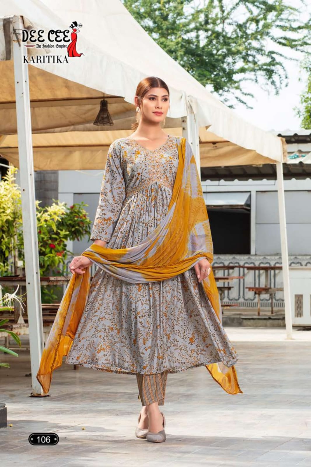 Karitika By Deecee Chanderi Printed Alia Cut Kurti With Bottom Dupatta